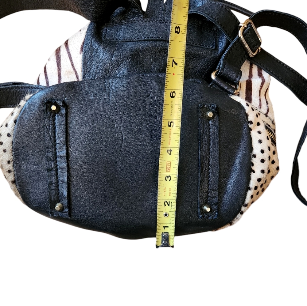 River Island Mini Backpack Black Cream Leather Cowhide Animal Zebra Bag Women's - Picture 7 of 8